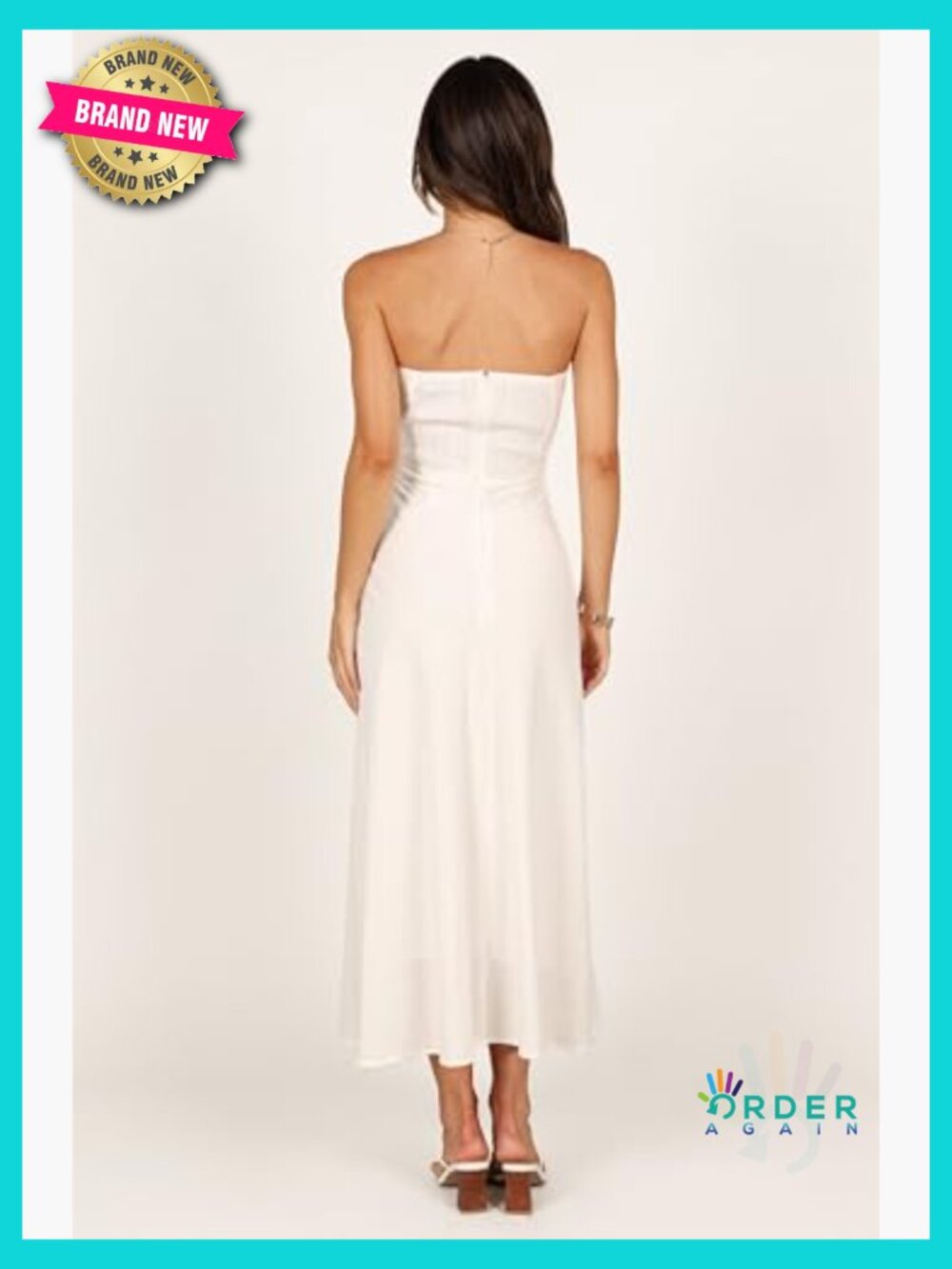 Rosetta Midi Dress Strapless Sweetheart Twist Knot Cut Out Back Shirred - Picture 4 of 6